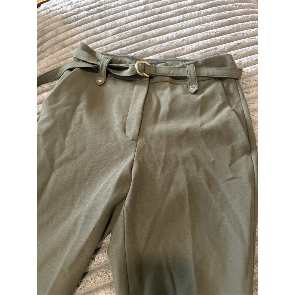 Express Pants Womens 4R Green Belt Waist Stretch Skinny Hi Rise Office Academia - Picture 5 of 15